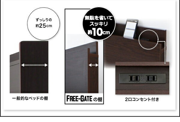 超特価激安 らくらく搬入 棚付き コンセント付き ガス圧式 跳ね上げベッド Free-Gate フリーゲート ベッドフレームのみ 縦開き セミダブル 深さグラの通販はau PAY マーケット - e-バザール|商品ロットナン 特価高評価