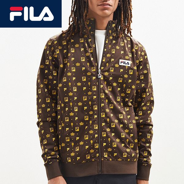 Fila フィラ ジップアップパーカー裏起毛ロゴ総柄 インポートブランド