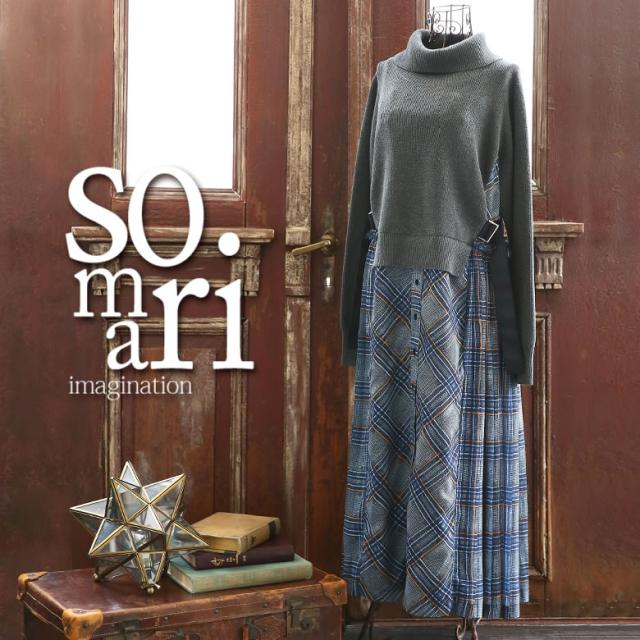 特売 Sale 選べるm 3lサイズ展開 Somari Imaginationニット シフォンプリーツドッキングワンピース 女性 プレゼント ドッキングワン 目玉商品 Www Iacymperu Org