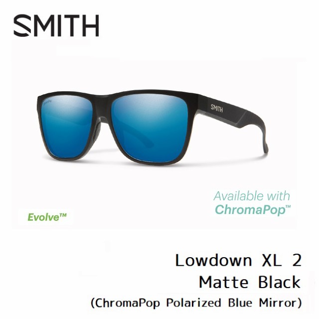 サングラス スミス SMITH Lowdown XL 2 Matte Black (ChromaPop Polarized Blue Mirror) ローダウン XL 2 クロマ