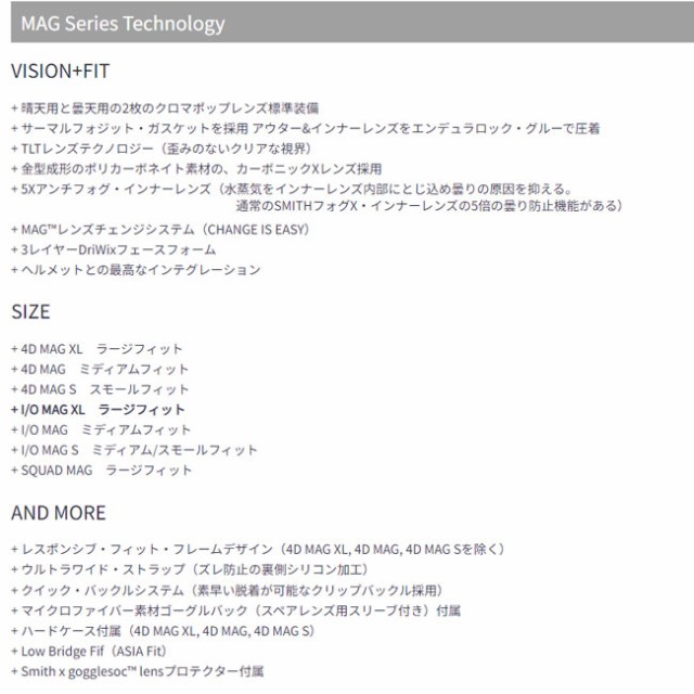 予約 ゴーグル スミス SMITH I/O MAG アイオーマグ / BLACK 調光レンズ