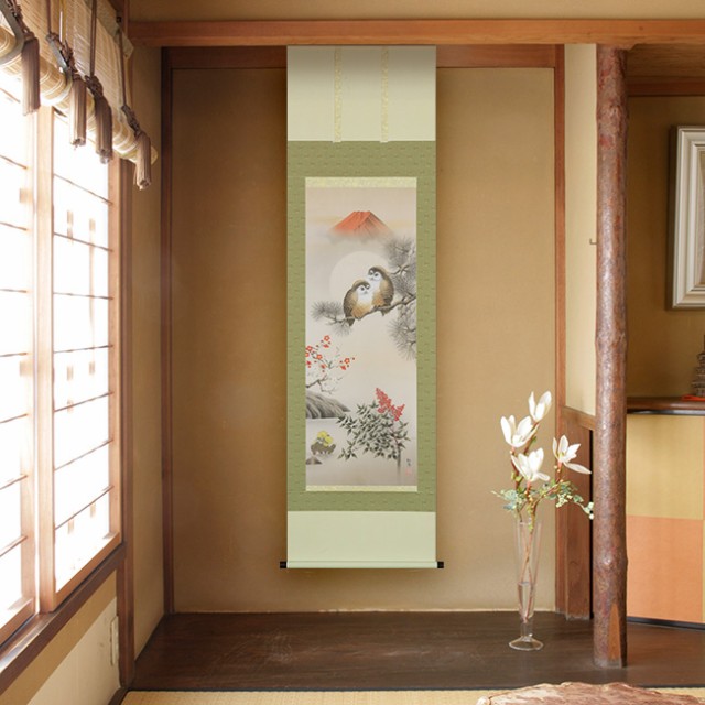 Sale 公式通販 掛軸 開運夫婦梟之図 190 54 5cm 装飾 絵 レトロ 和室 客間 床の間 日本文化 季節 動物 鳥 ふくろう フクロウ赤富士 情景 圧倒的高評価