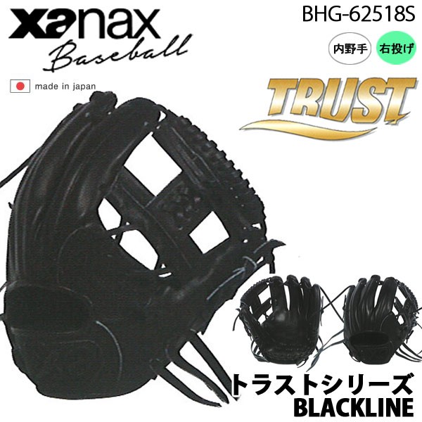 【着後レビューで 送料無料】 野球 硬式グラブ グローブ 一般用 ザナックス xanax トラストシリーズ BLACKLINE 内野手 右投げ用 ブラック サイズ5, エアコンマート神奈川店 de1cd60a