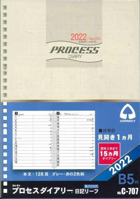 【メール便ＯＫ】コレクト　2022　プロセスダイアリー日記リーフ　A5　C-757