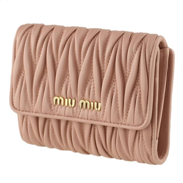 一番の贈り物 財布 ミュウミュウ 折りたたみ財布 二つ折り Miu Miu 5mh523 2bpu F0615 ベージュピンク系 財布 小物 レディース Stayeclat Com