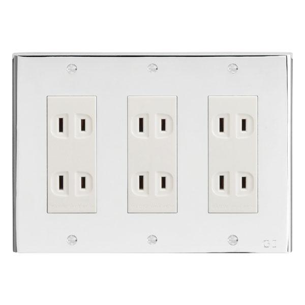 目玉 送料無料 コンセントカバー おしゃれ ワイド 3列用 コンセントプレート プレート コスモスイッチ 対応 おしゃれ 真鍮 クローム仕上げ クローム色 新しい到着 Arnabmobility Com