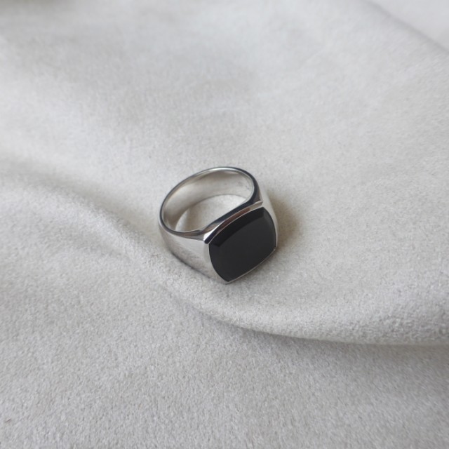新品 トムウッド（TOM WOOD） Cushion Ring クッション リング ブラックオニキス シルバー 925 指輪 #54 14号