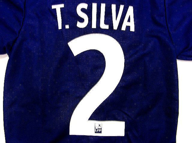 海外最新 大人用 A072 パリサンジェルマン T Silva 2 チアゴ シウバ 紺赤白 ゲームシャツ パンツ付 サッカー 上下セット ユニフォーム 公式の Startmng It