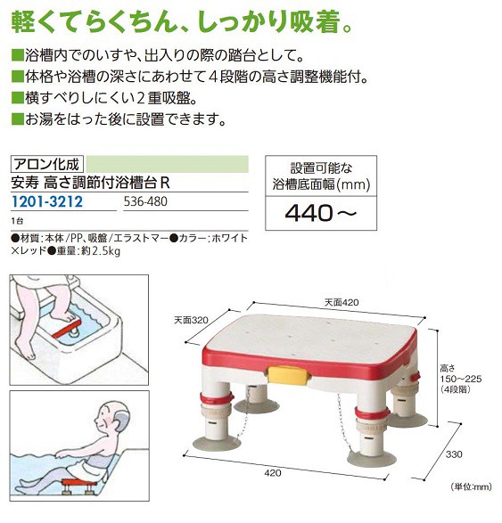 在庫あり 即納 リフォーム用品 アロン化成 安寿 高さ調節付浴槽台ｒ ５３６ ４８０ 正規激安 Olsonesq Com