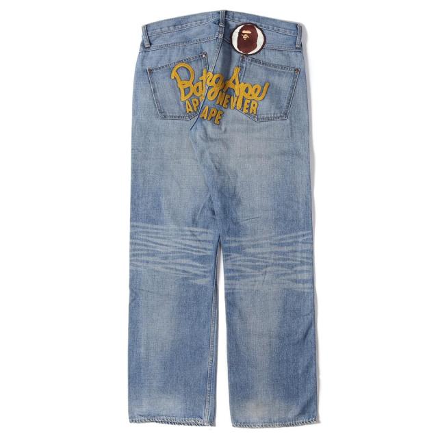 Ape エイプ ヴィンテージ加工チャンピオンロゴ刺繍デニムパンツ インディゴ M メンズ 中古 K2360 の通販はau Wowma ワウマ ブランド古着のbeegle By Boo Bee 商品ロットナンバー