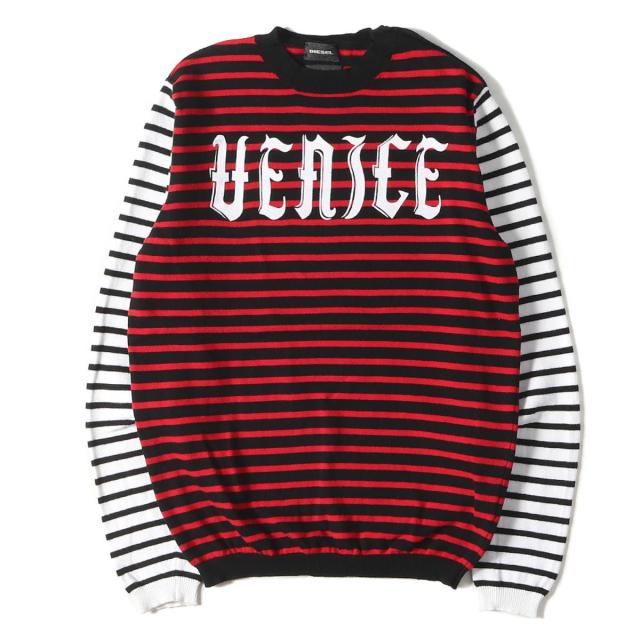 限定価格セール Diesel ディーゼル ニット Veniceロゴ マリンボーダー ハイゲージコットン クルーネック ニット レッド ブラック ホワイト S メンズ 別注 Gdpcambodia Org
