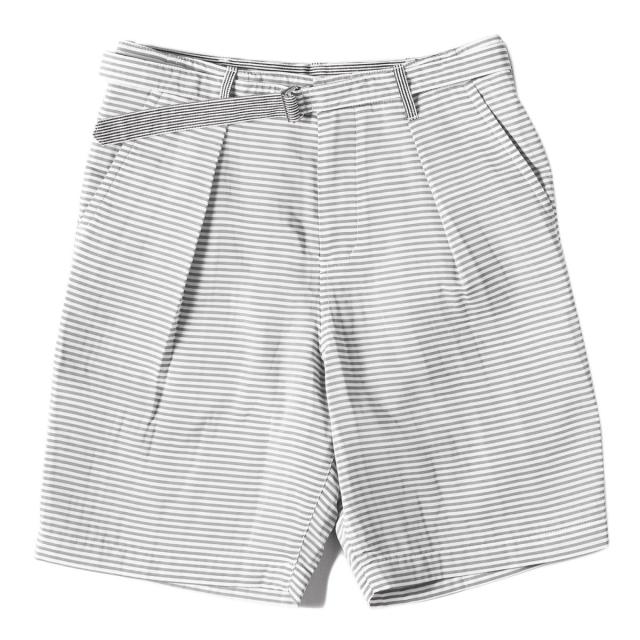 送料無料 プライスダウン Sacai サカイ パンツ 17ss ベルト ボーダーショーツ ショートパンツ グレー ホワイト 1 K2655 在庫限りッ アウトレット Farmerscentre Com Ng