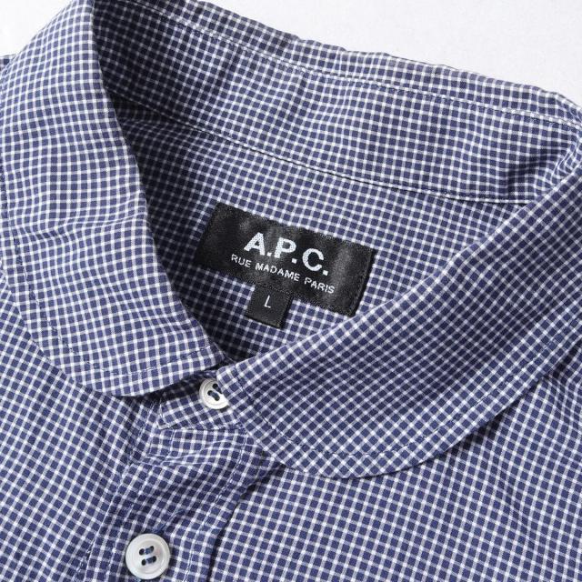 A P C アーペーセー シャツ ラウンドカラー ギンガムチェック コットン シャツ ネイビー L メンズ 中古 K2719 の通販はau Pay マーケット ブランド古着のbeegle By Boo Bee 商品ロットナンバー