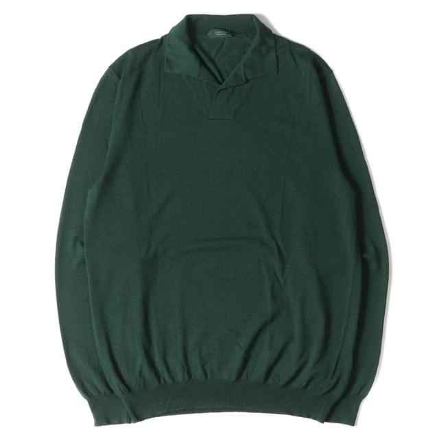 希少 Zanone ザノーネ ニット ハイゲージ スキッパーニット グリーン 50 メンズ 美品 K2805 開店祝い Bayounyc Com