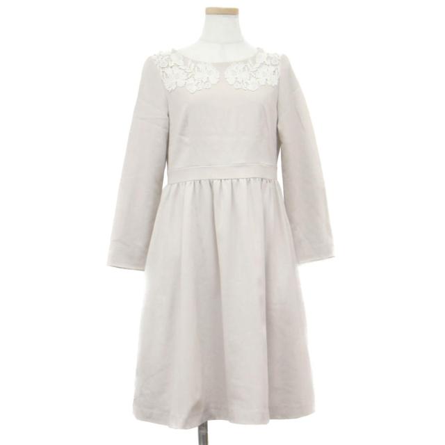 送料無料 Anatelier アナトリエ ワンピース ドレス 長袖 膝丈 タック フレア レース 花 フラワー ラメ バックジップ ウール ベージュ 38 レディ 今月限定 特別大特価 Farmerscentre Com Ng