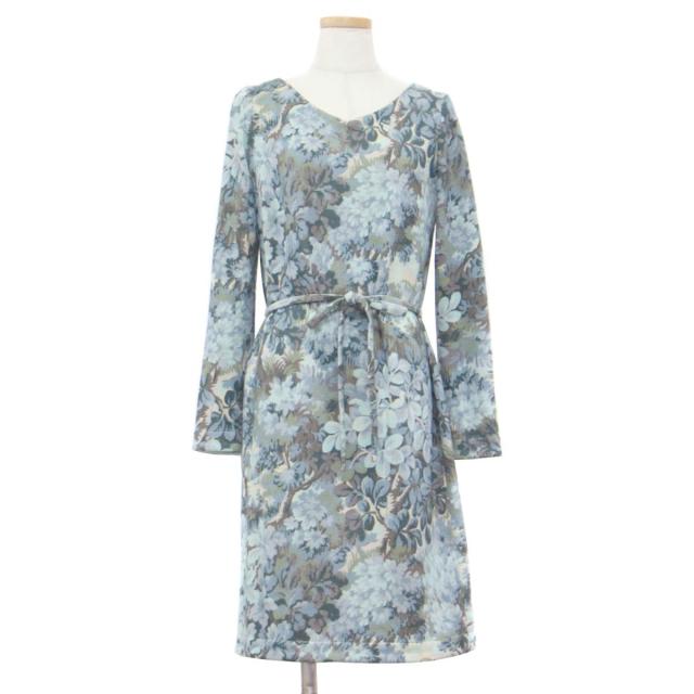 限定特価 Leonard レオナール ワンピース 膝丈 ミディ 長袖 Vネック 膝丈 フラワープリント 花柄 レオナール Leonard 総柄 リバーシブル ウール ブルー グレー 40 レディ グッドライブ C1a2b3d9 Blog Vempraapolo Com Br