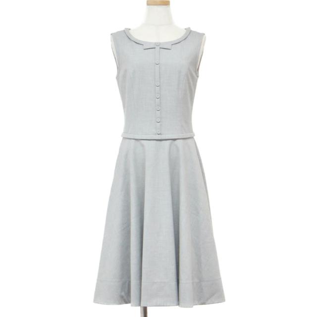 数量限定 Foxey New York フォクシーニューヨーク ワンピース ドレス ロング 膝下 ノースリーブ フレア ライトグレー 灰色 春 夏 タキシード リボ オンラインストア限定 Travelstore Tn