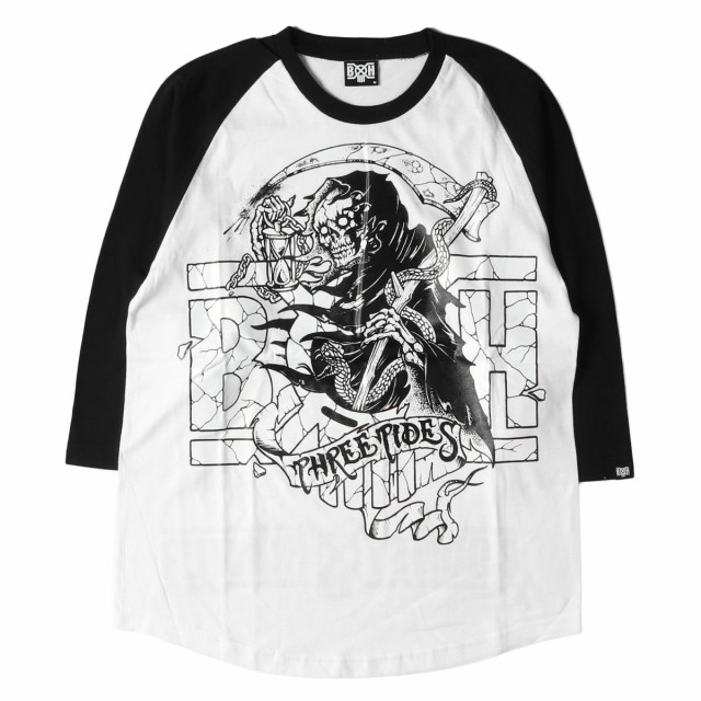 完売 Bounty Hunter バウンティーハンター Tシャツ Three Tides Tattoo 死神 タトゥー グラフィック 7分袖 ラグランtシャツ ホワイト ブラック 待望の再販 Mawaredenergy Com