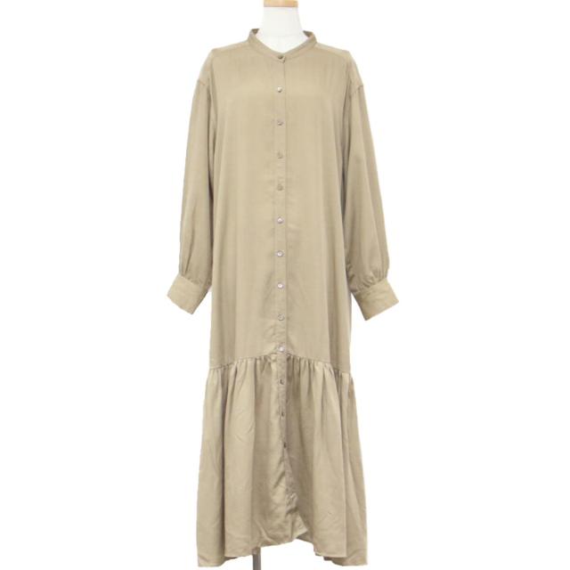 高い品質 Plage プラージュ ワンピース シャツ ロング マキシ 長袖 ベージュ 春夏 バンドカラー ティアード ツイル 38 M 大人女子 女性 シンプ 大流行中 Www Servblu Com