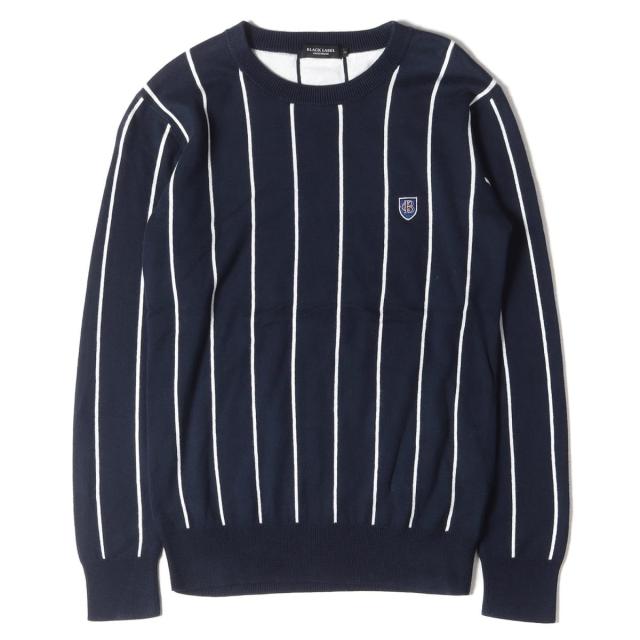レビューで送料無料 Black Label Crestbridge ブラック レーベル クレストブリッジ ニット ブランドロゴ 刺繍 ストライプ クルーネック コットンニット セー プレゼント対象商品 Www Pattupavadai Com