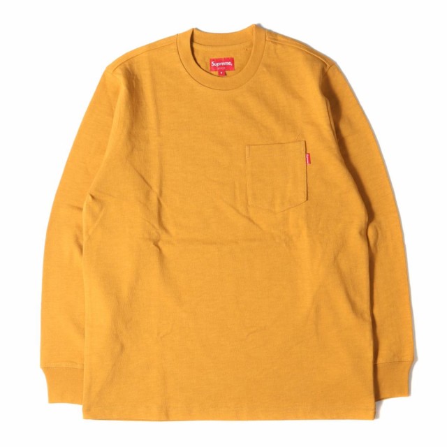 Supreme シュプリーム ヘビーウェイト ロングスリーブ ポケット クルーネックTシャツ L/S Pocket Tee 18AW マスタード S 【メンズ】【K34