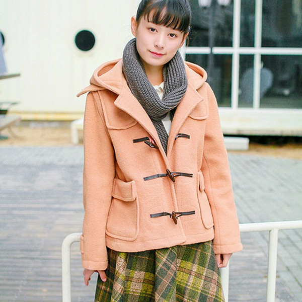 送料無料ウール混 ダッフルコート ショート レディース ウール ダッフルコート ショート丈 フード付き メルトンコート トグル釦付き 軽量の通販はau Wowma ワウマ 吉成商店 商品ロットナンバー