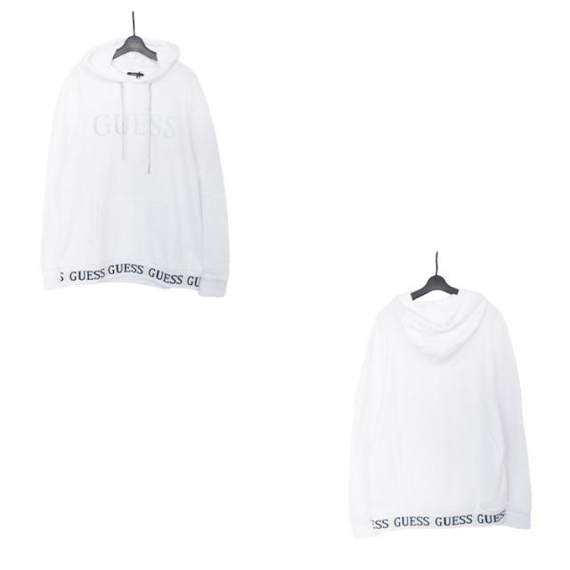 ホワイト Guess ゲス パーカー プルオーバー 定番 ジャガード リフレクティブプリント スウェット 裏毛 アメカジ メンズ レデの通販はau Pay マーケット Hiphop Dope 商品ロットナンバー プルオーバ