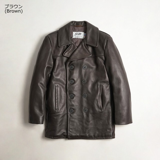 ショット SCHOTT 140 メンズ レザー ダブル ピーコート (アメリカ製 米国製 防寒 PEA-COAT Pコート レザーコート）の