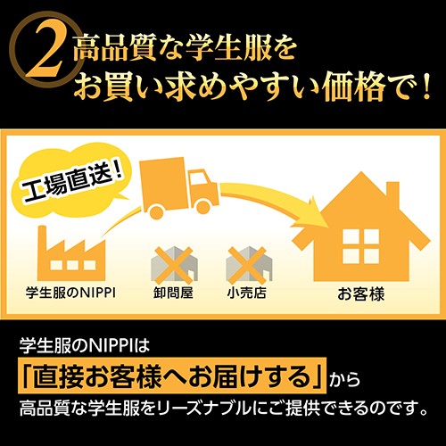 のニッピ 学生服 学生 裏ボタン 送料無料の通販はau PAY マーケット - 学生服のニッピ|商品ロットナンバー:270849836 上下セット B体 | 上下 学ラン される