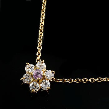 【史上最も激安】 ピンクサファイア キュービックジルコニア ネックレス フラワー 花 ペンダント イエローゴールドk18 レディース チェーン 人気 18金 送料, TANI INTERNATIONAL STORE 1498129e