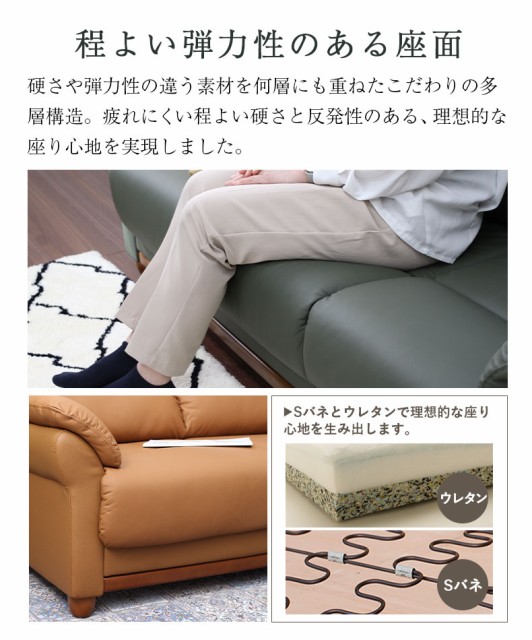 もたれは 3人用ソファ おしゃれ 北欧 グリーン キャメル ブラウン 本革 ヴィンの通販はau Pay マーケット マナベネットショップ 商品 ローリエ 全3色 ソファ ソファー 3人掛け 三人掛け 3人用 レザー もスムーズ