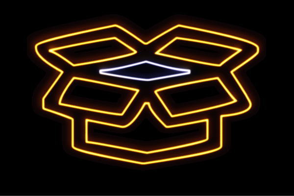 日本オンラインの はこ ネットショッピング ライト ネオン ダンボール 電飾 Led ボックス 段ボール イラスト ネオンライト ライト ボックス 箱 アイコン サ 直売新品の