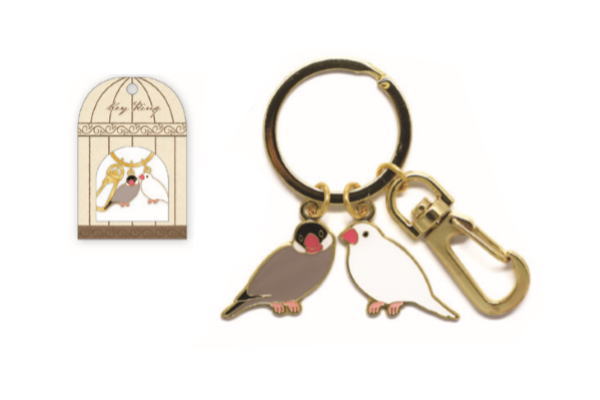Pi 2連キーリング文鳥 文鳥 鳥 癒し キーリング Pi マスコット とり ストラップ 鍵 かわいい グ