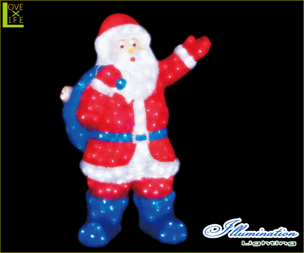 超目玉 電源セット イルミネーション サンタクロース Lサイズ サンタ クリスタル 立体 サンタさん グロー Led クリ 人気再入荷 Grammo Org