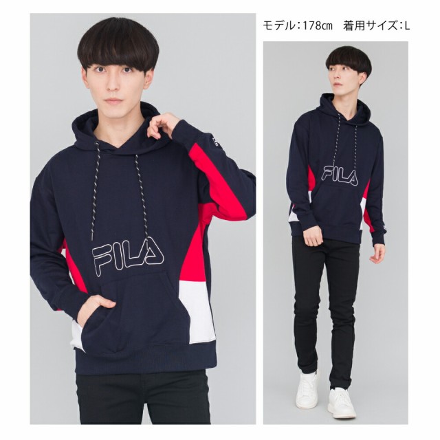 高い品質 Fila フィラ パーカー メンズ スウェット プルオーバー トレーナー 長袖 スポーツウェア フード切替 サイドプリント ネイビー ホワイト M 速達メール便 Farmerscentre Com Ng