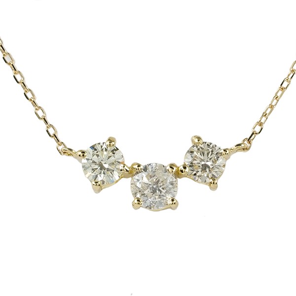 【送料無料】ダイヤモンド ネックレス K18ゴールド K18WG K18PG K18YG 0.30ct トリロジー スリーストーン ペンダント【コンビニ受取対応|au PAY マーケット