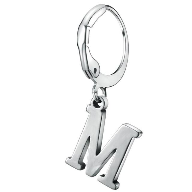 イニシャルチャームレバーバックフープピアス M 1個販売 揺れる ネームプレート 新色追加 サージカルステンレ メッセージ 英語 アルファベット