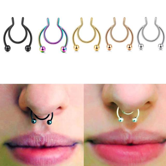 ノンホールピアス イヤーカフ ボディピアス Sus316lサーキュラー風 フェイクピアス 鼻ピアス 挟む 1個販売 人気ブランド メンズ