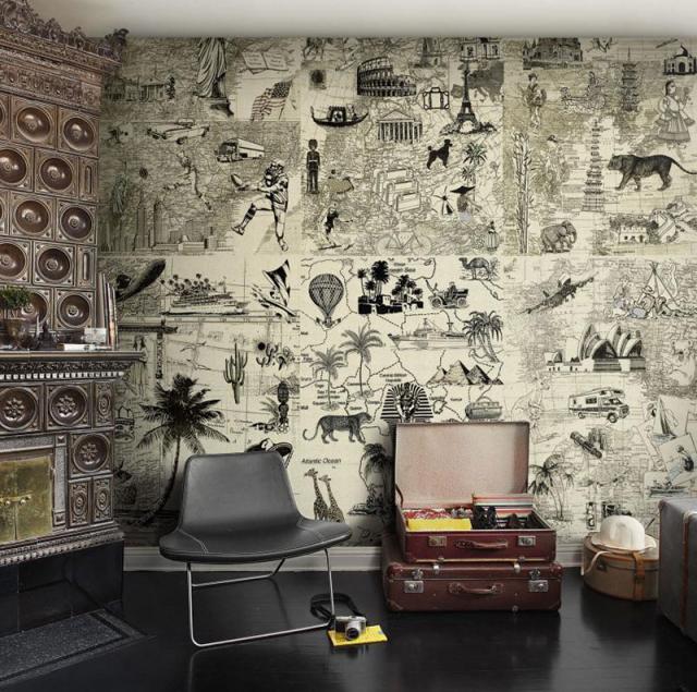 公式の 輸入壁紙 貼ってはがせる壁紙 Mr Perswall 6巾 ミスターパースウォール Destinations デスティネーション Continents フリース壁紙 不 絶対一番安い Olsonesq Com