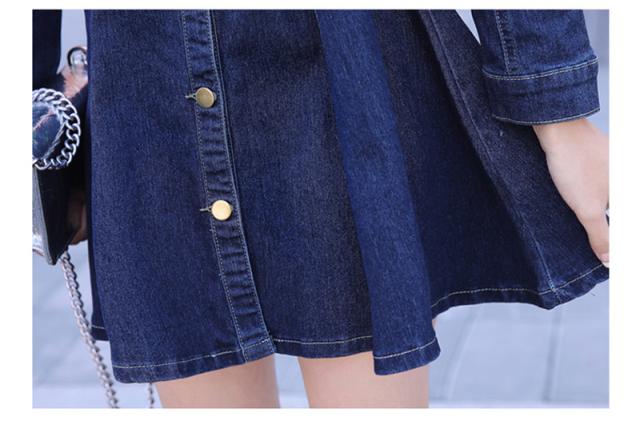 レディースデニムワンピース春物大きいサイズフレアワンピース２０代３０代ストレッチデニムワンピースカジュアル 長袖上品ミニワンピ大