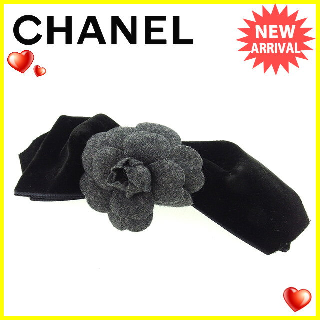 正規品 シャネル バレッタ ヘアアクセサリー カメリア リボン ブラック グレー Chanel T 爆売り Supdeco Ma