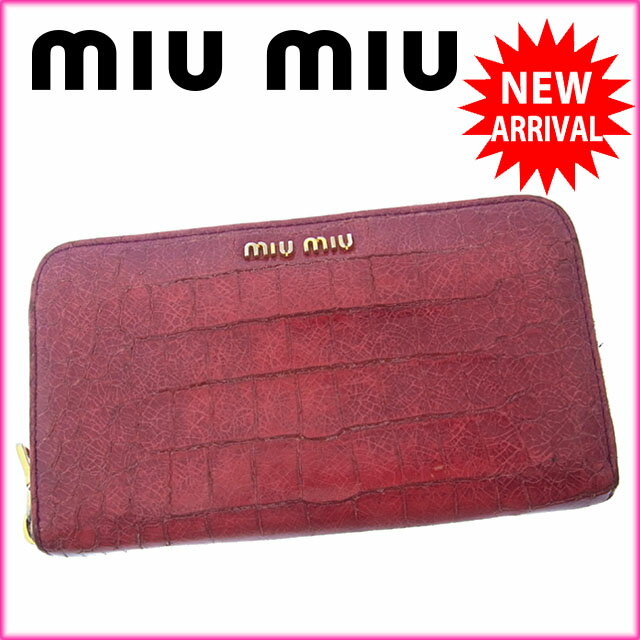 超美品 ミュウミュウ Miumiu 長財布 財布 小物 サイフ ラウンドファスナー レディース クロコダイル調 P016 在庫限りセール Majconsults Com