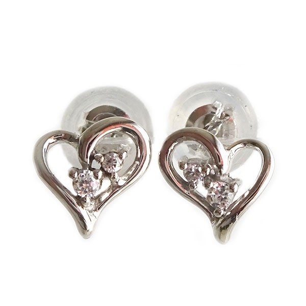 熱い販売 ハート ダイヤモンド ピアス ホワイトゴールド K10 ダイヤピアス K10wg ダイヤ 0.04ct, 和柄とアメカジバイカーのJ.Field f3b92685