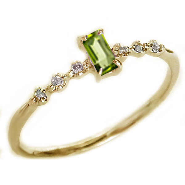 手数料安い ペリドット リング バケットカット ゴールド K18 8月誕生石 天然石 角 カラーストーン K18yg 楽天カード分割 Olsonesq Com