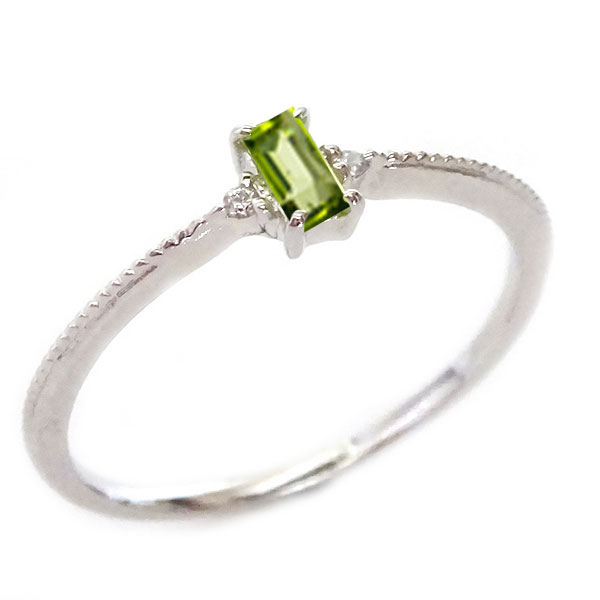 全日本送料無料 ペリドット リング バケットカット ホワイトゴールドk10 8月誕生石 天然石 角 カラーストーン K10wg 新着商品 Bayounyc Com