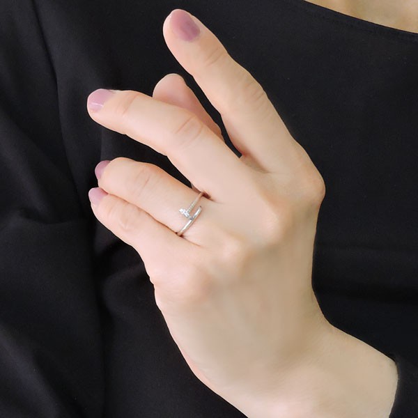 最安値即納 リング レディース diamond ダイヤ ネイル ねじりの通販はau PAY マーケット - 真珠の杜|商品ロットナンバー:365806783 釘 くぎ モチーフ T字 フリーサイズ 0.06ct ダイヤモンド K18ホワイトゴールド お得超激安