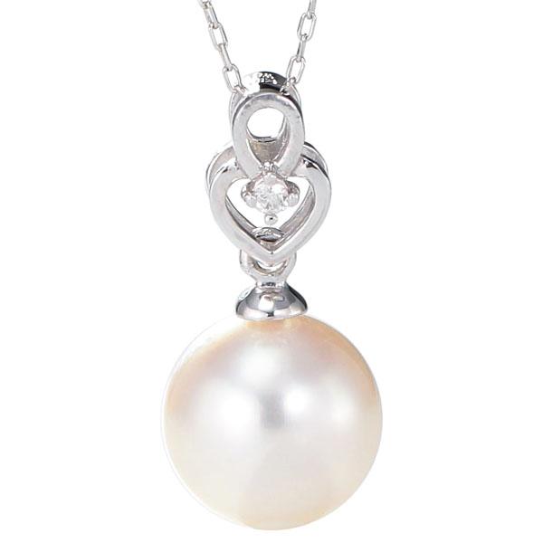 福袋セール ペンダントネックレス 冠婚葬祭 レディース K18ホワイトゴールド ダイヤモンド 0 01ct 8 5mm オーロラ天女花珠あこや本真珠 ハート型 ペンダント Revuemusicaleoicrm Org