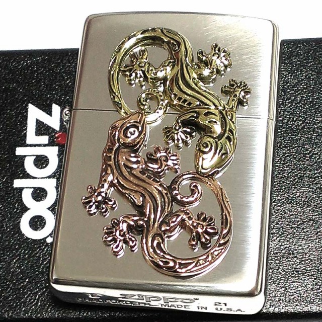 ゲッコー ジッポ かっこいい ライター 銀イブシ ジッポ シルバー Zippo お守り ジッポー メタル貼り お守り ラッキーチャーム ヤモリ 銀 高級 かっこいい おしゃれ