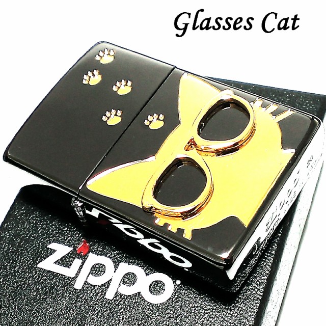 お1人様1点限り Zippo 猫 ライター サングラス 可愛い ジッポ ネコ ユニーク 足跡 ブラックニッケル キャット メタル貼り かわいい ねこ 金差し レディー 最安値挑戦 Arnabmobility Com