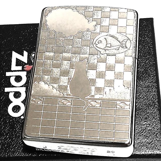 メール便なら送料無料 Zippo ライター ネコと雲 猫 ジッポ 雲 魚 細密エッチング かわいい ユニーク ねこ 可愛い 女性 レディース メンズ ギフト プレゼント 最終値下 Alimamiy Ru